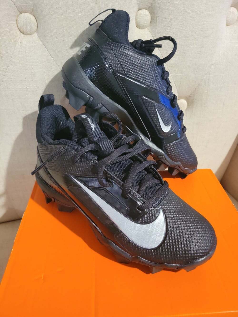 Nike Alpha Menace 4 Shark Football Cleats sz 2.5 youth WIDE Black FQ4016